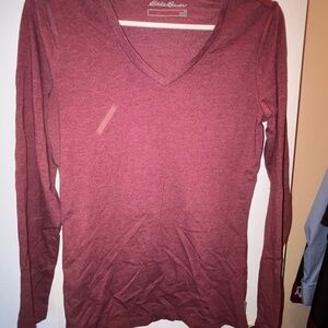 Eddie Bauer Women's Maroon V-Neck Top
